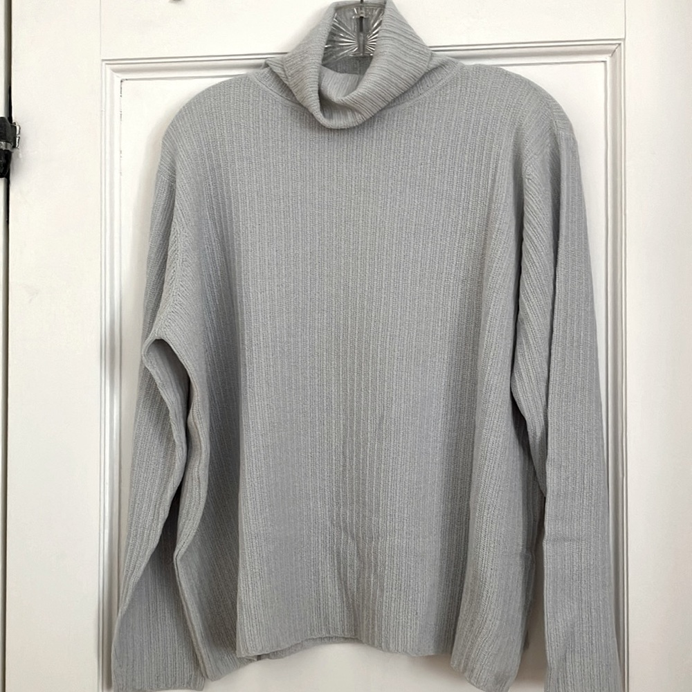 EILEEN FISHER ribbed light mint green turtleneck sweater Size L